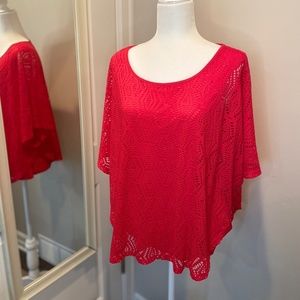 Allison Daley Red Poncho Overlay Top - PL